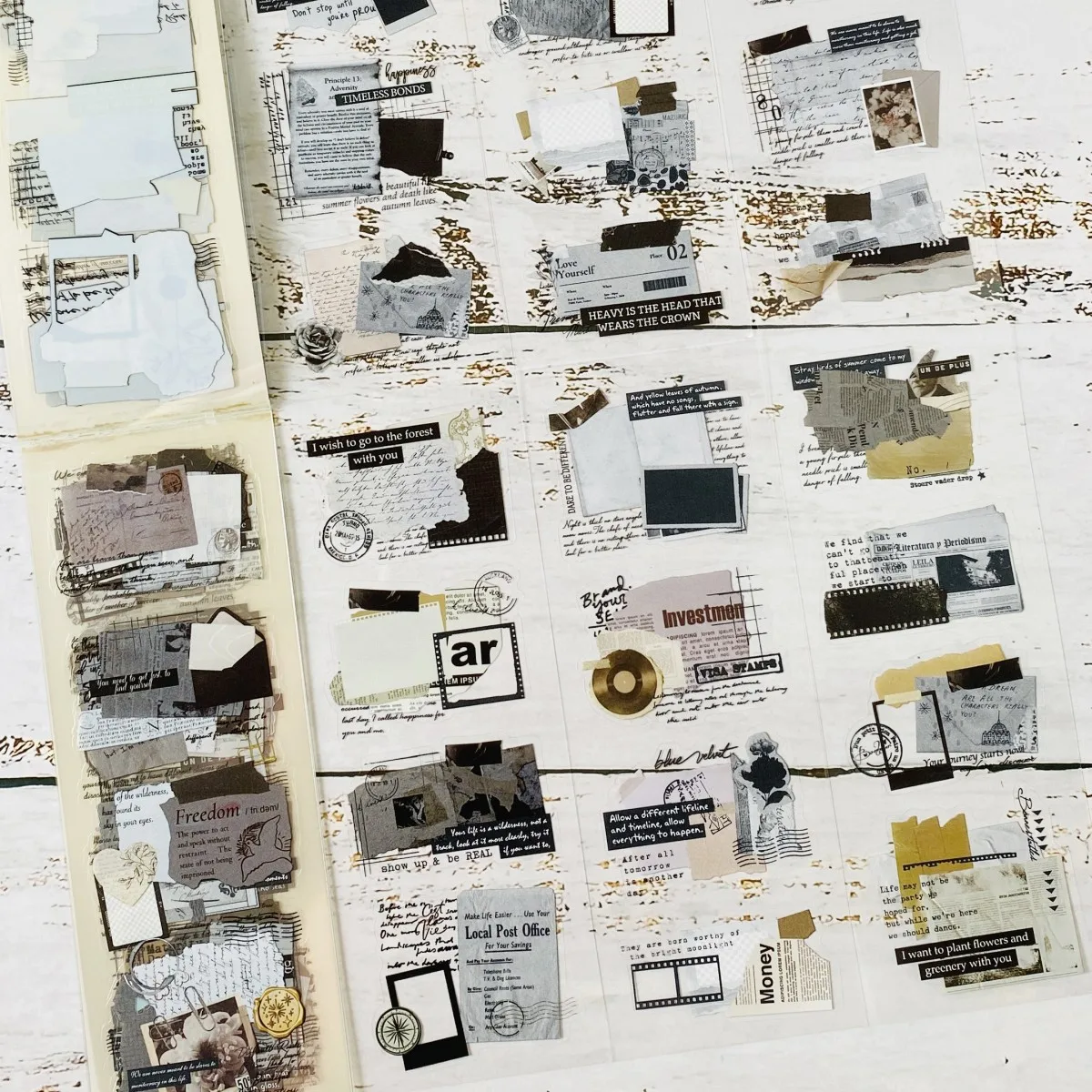 Journamm 20장 PET 저널링 스티커 세트 스크랩북킹 DIY 콜라주 정크 저널 사진 앨범 다이어리 장식 스티커