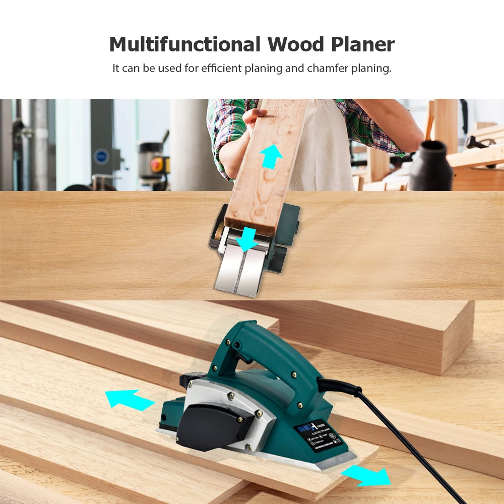 Electric Planer Multifunction Wood Planer Chamfer Planing Power Tool with Adjustable Cutting Depth Carpenter Woodworking Tool 6