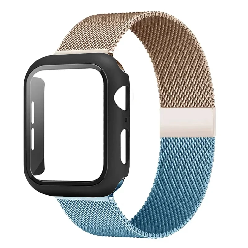 Sleek Milanese Loop Apple Watch Band with Tempered Glass Cover