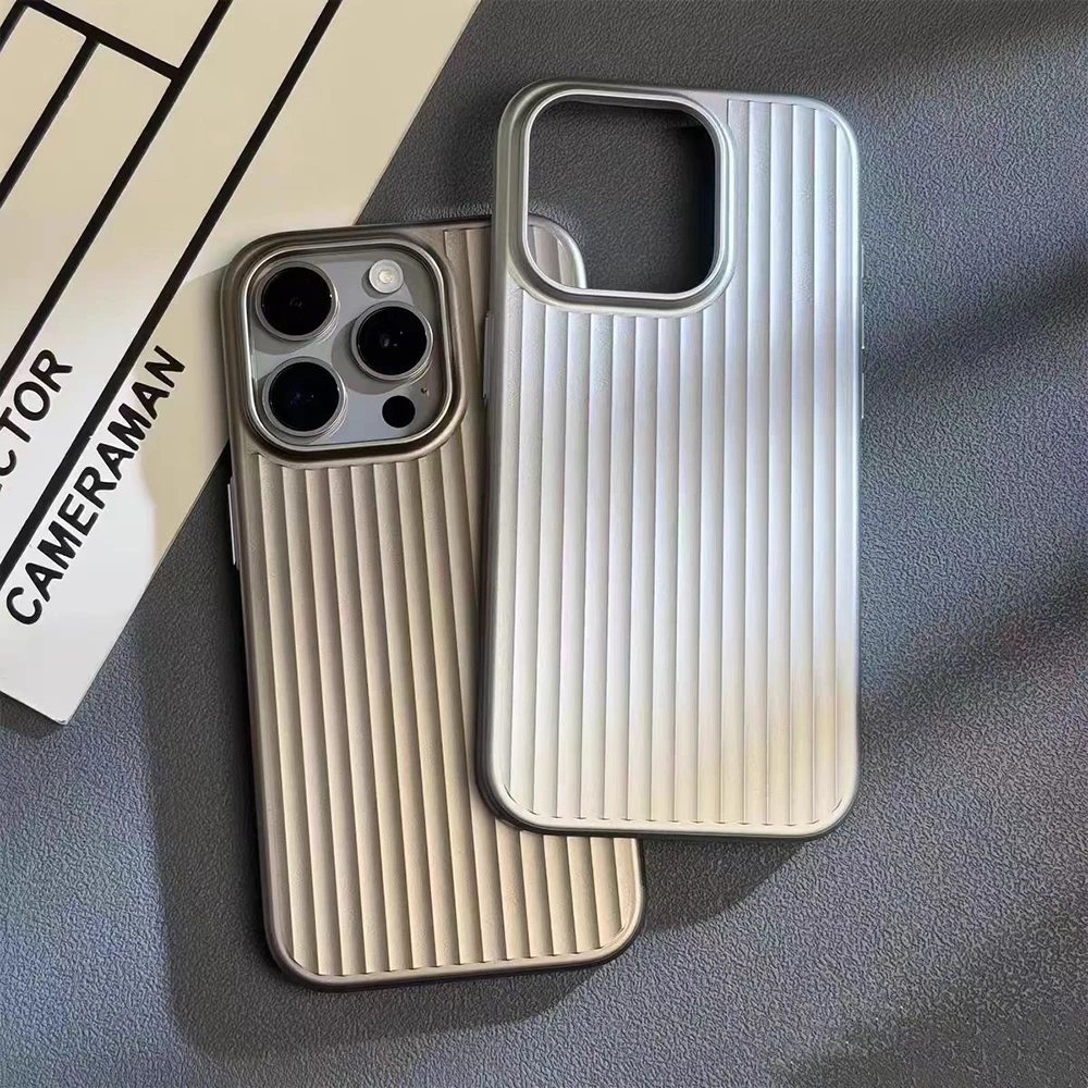 Metallic Stripe Matte Slim Shockproof Phone Case with Camera Protection