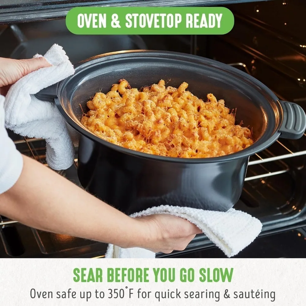 6QT Programmable Slow Cooker, Removable Nonstick Pot, Keep Warm & Digital Timer, Dishwasher Safe Glass Lid & Crock, Slow Cookers 4