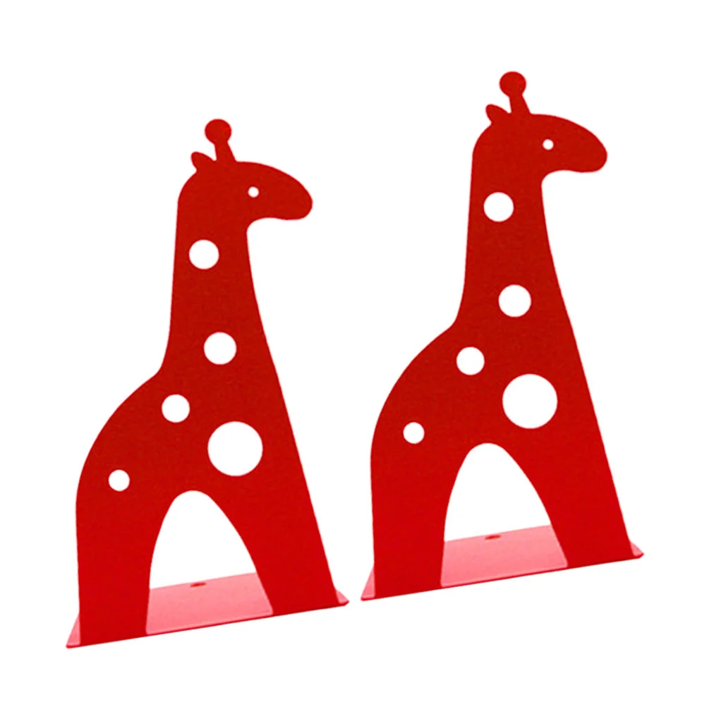 

2Pcs Decorative Bookends Metal Giraffe Book Stand Non Skid Vintage Decor for School Classroom Home Office ( Red )
