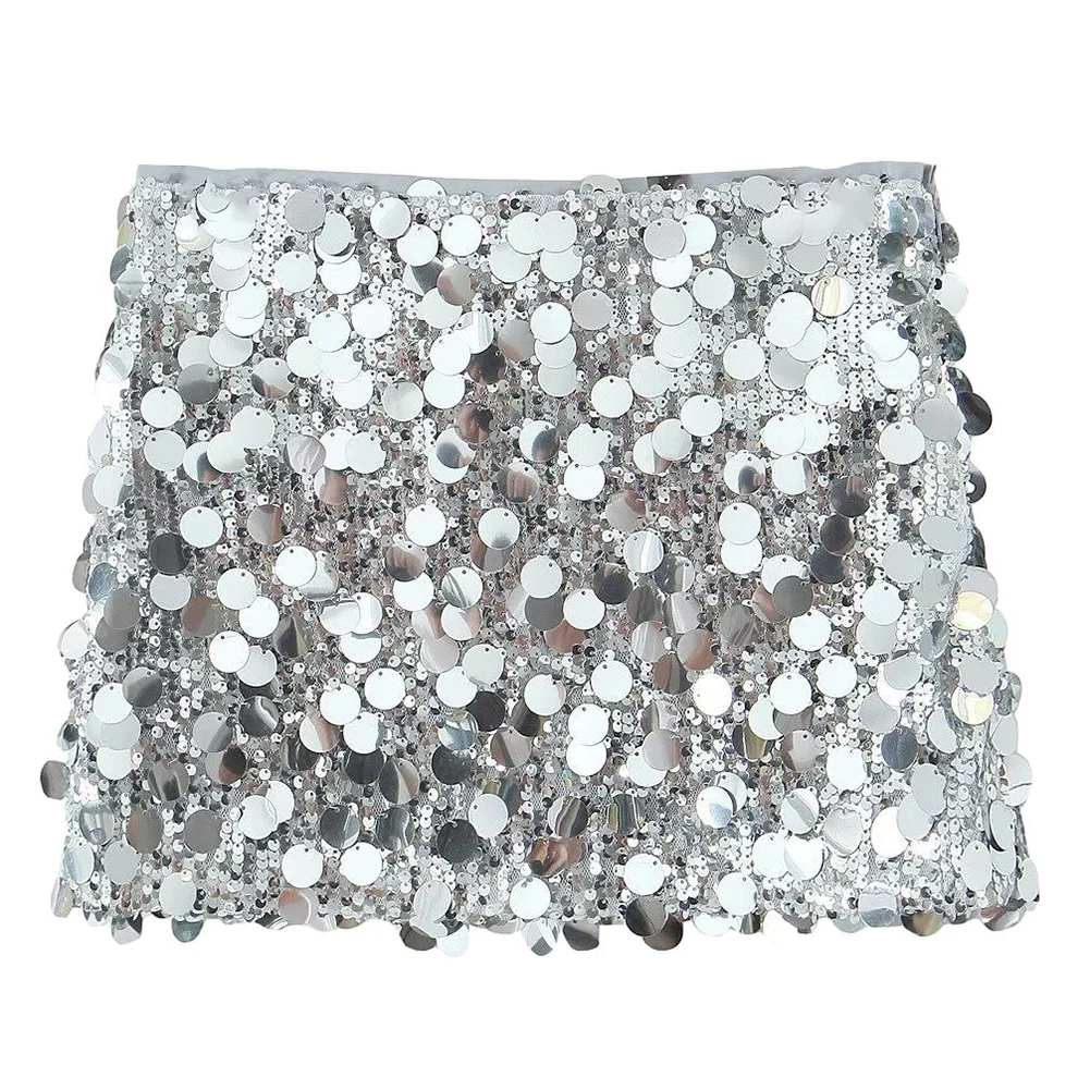 

Sexy Lady Shinny Glitter Sequins Short Skirts For Women Party Club Goth Spring Summer Mini Skirt Female Woman Clothing