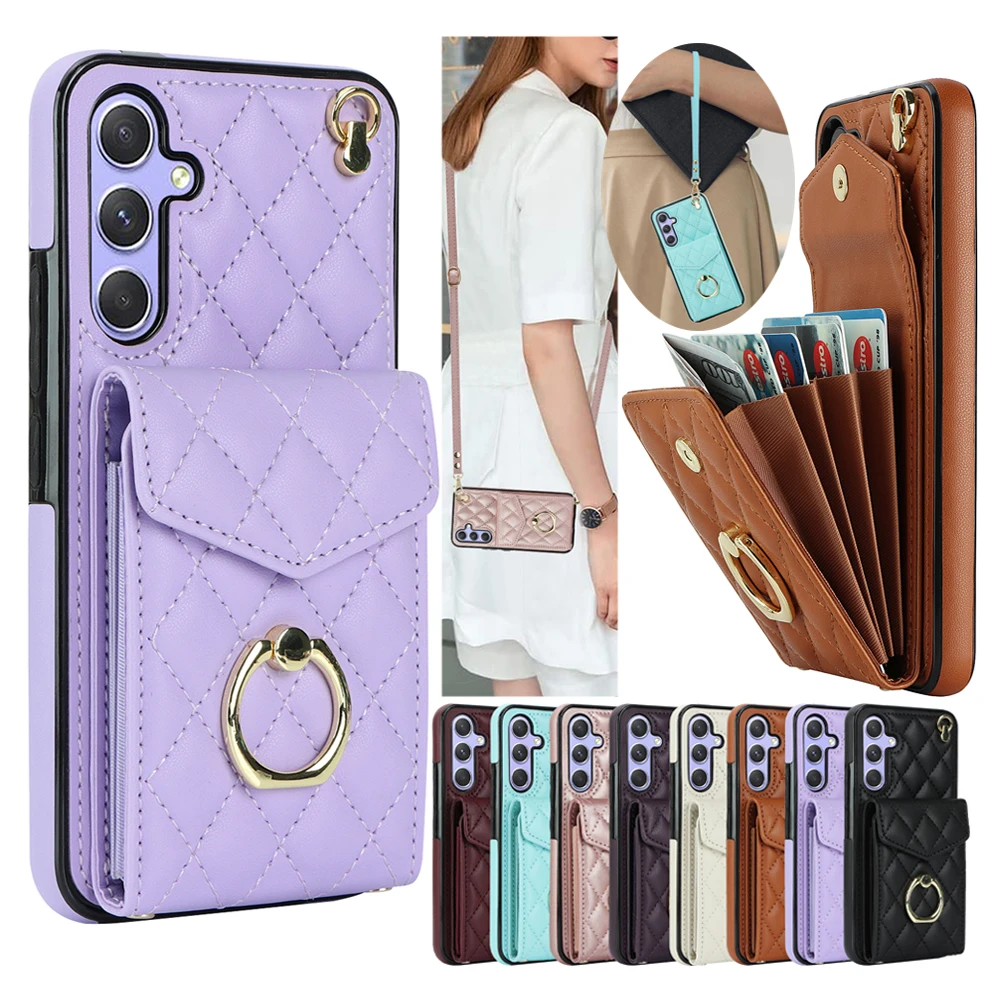 Stylish Leather Crossbody Phone Case with Lanyard