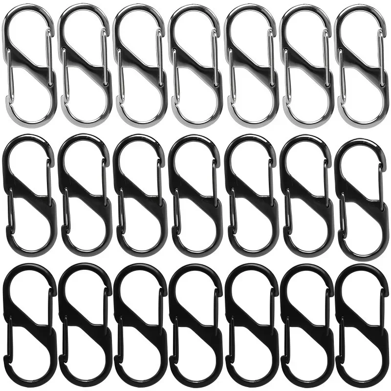 Carabiner clips 5Pcs S Type Zinc Alloy Carabiner with Lock Mini Keychain Hook Anti-Theft Outdoor Camping Backpack Buckle Key-Lock Accessories