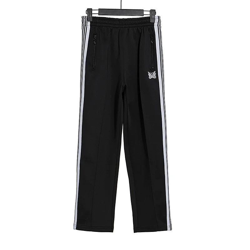 

Cotton Breathable Needles AWGE Trousers Loose Casual Zipper Pocket Men Women 1:1 High Quality Butterfly Embroidery Pants