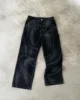 Street washed punk vintage men patchwork jeans Y2K fashionable loose fitting Gothic high waisted Harajuku straight leg pants 2