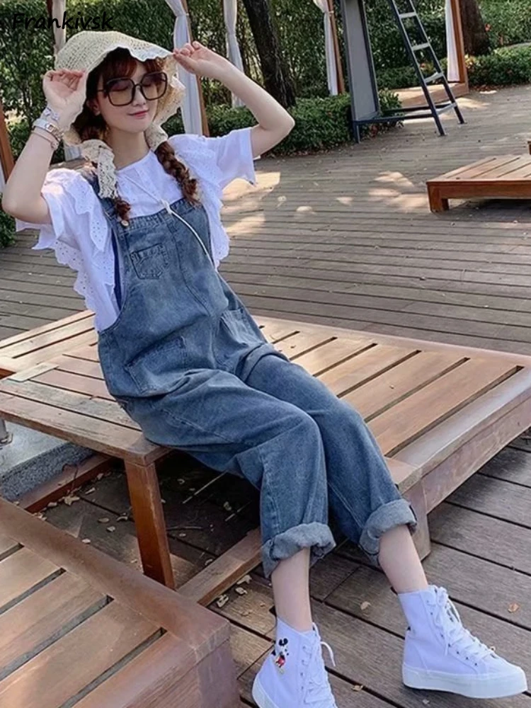 

Loose Jumpsuits Women Pure Leisure Lovely Fashion All-match Korean Style College Suspenders Autumn Daily Simple Popular Classic