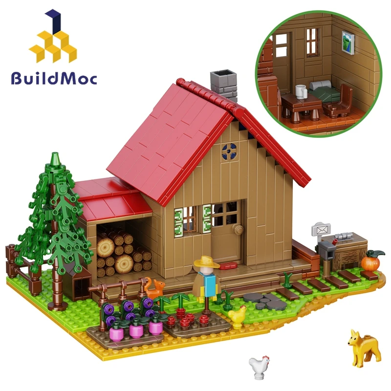 

Buildmoc Game Ideas Stardeweds Farm House Valley Dog MOC Set Building Blocks Kits Toys for Children Kids Gifts Toy 766PCS Bricks