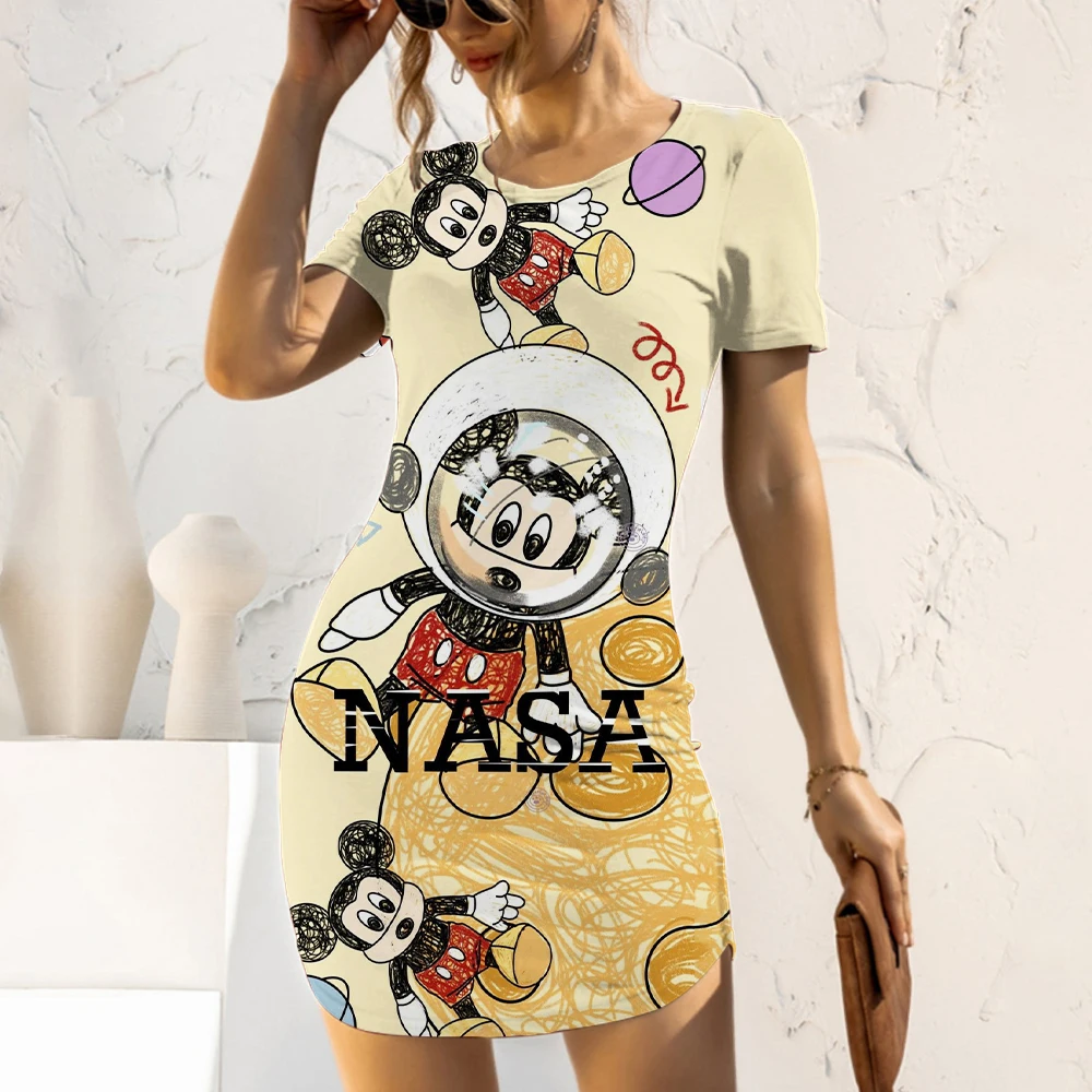 Sexy Minnie Mouse Disney Cartoon Fashion Top Summer Dresses Woman 2022 Chic  And Elegant Evening Dress Tight Mickey Casual Women - Dresses - AliExpress