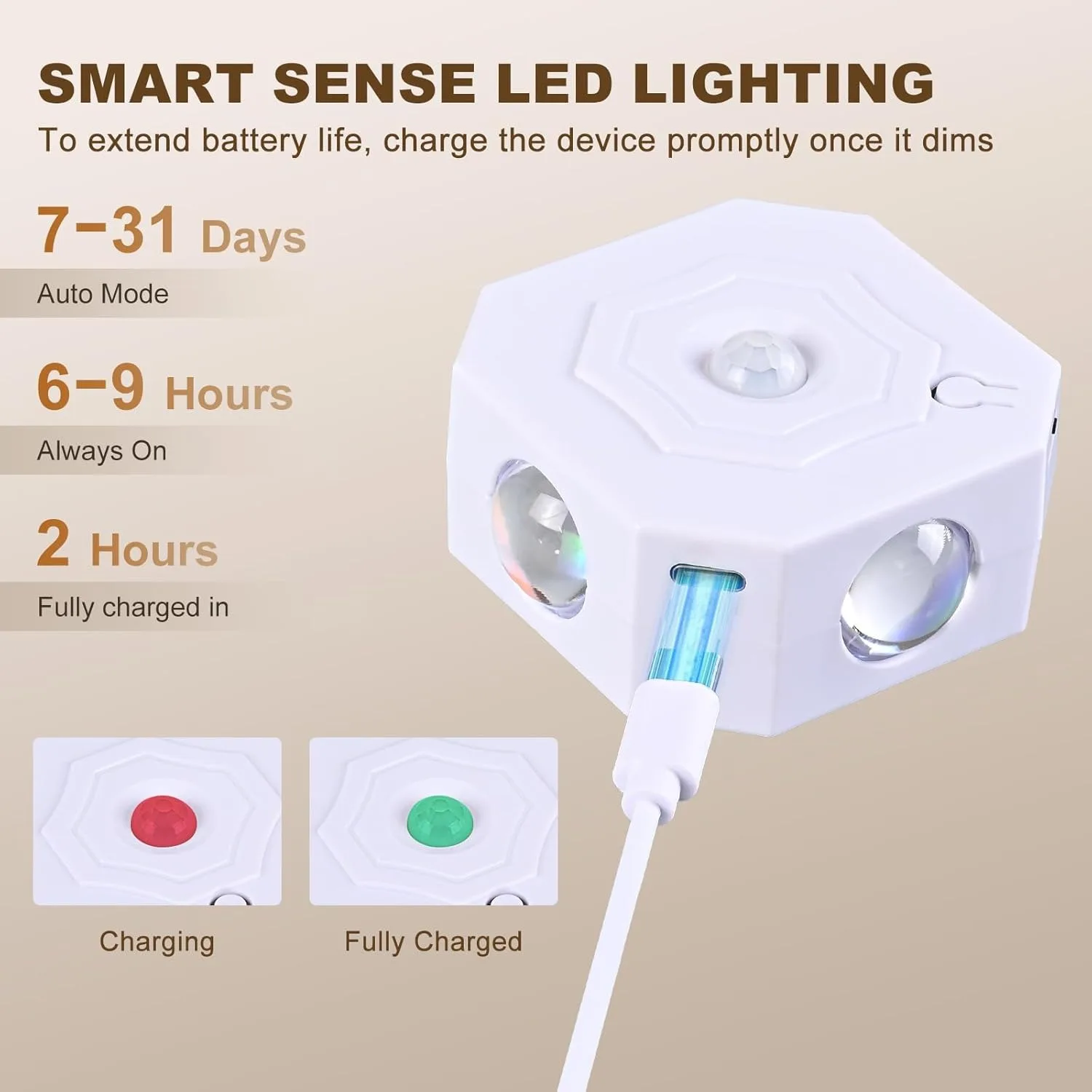 캐비닛 바닥용 RGB 색상변경 조명 USB 충전식 4헤드 야간 조명 디밍 기능 포함 사무실 복도에서 사용하기에 이상적