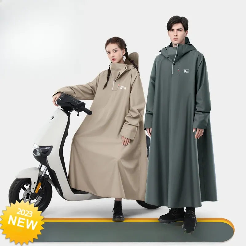 New Electric Bicycle Rain Poncho with Sleeves Thickened Long Heavy Rainproof Adult Motorcycle