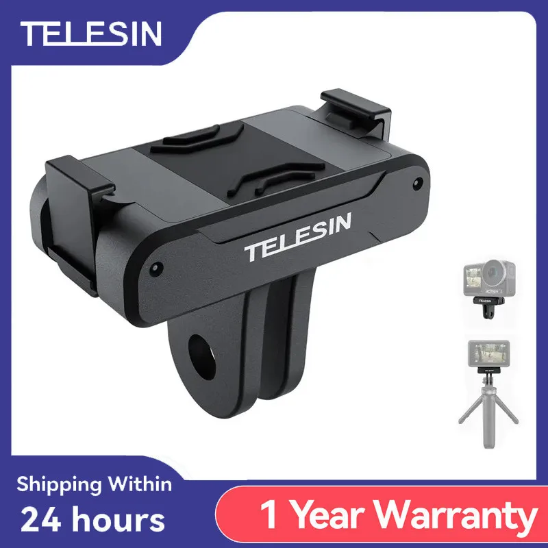 TELESIN Magnetic Two Claw Adapter 1/4 Thread Universal Port For DJI Action 3 Camera Accessories Metal Buckle Bouble Firm