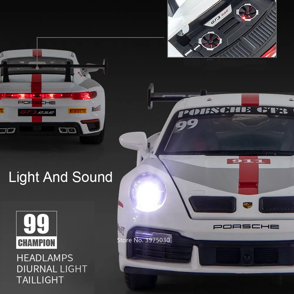 Die-Cast 1:32 Scale Porsche Supercar Toy with Light and Sound