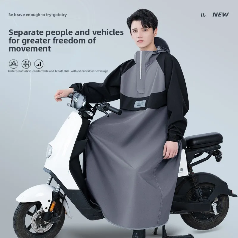 전동 오토바이 자전거 비바람 방지용 긴팔 전신 레인코트 성인 남녀 사이클링 판초