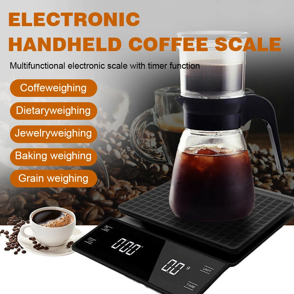 Digital Coffee Scale with Timer 3kg/0.1g Pour Over Drip Espresso Scale Kitchen Weighing Scale for Espresso and Pour-Over Coffee