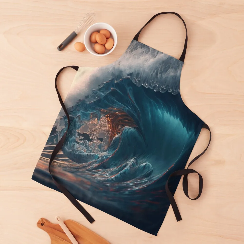 

Blue Ocean Waves Apron Customizable Woman Kitchen christmas decoration Custom Apron