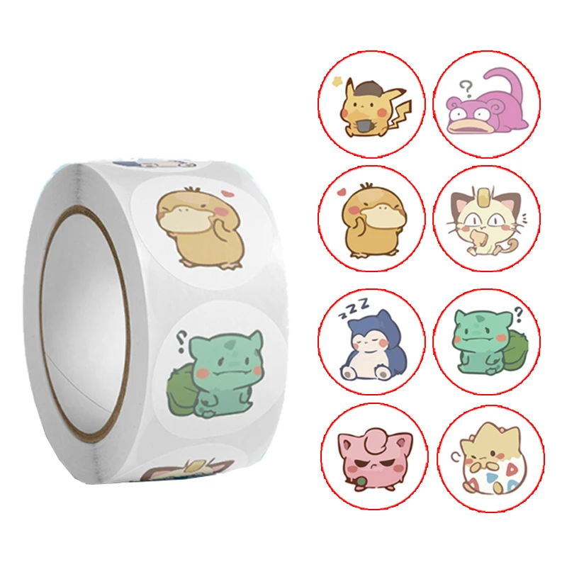 Cartoon Pokemones Stickers Kawaii Anime Eevee Diy Pvc Laptop Decals Decoration Stiker Children Reward Toy Girl Gift 500pcs/Roll