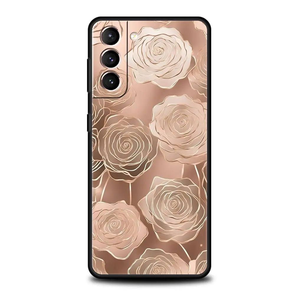 Elegant Rose Gold Art Phone Case - Stylish Soft Silicone Cover