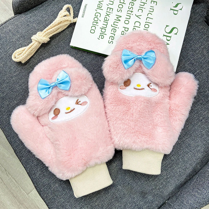 Anime My Melody Bow Sanrios Kawaii Plush Warm Gloves – Kawaii Store ...