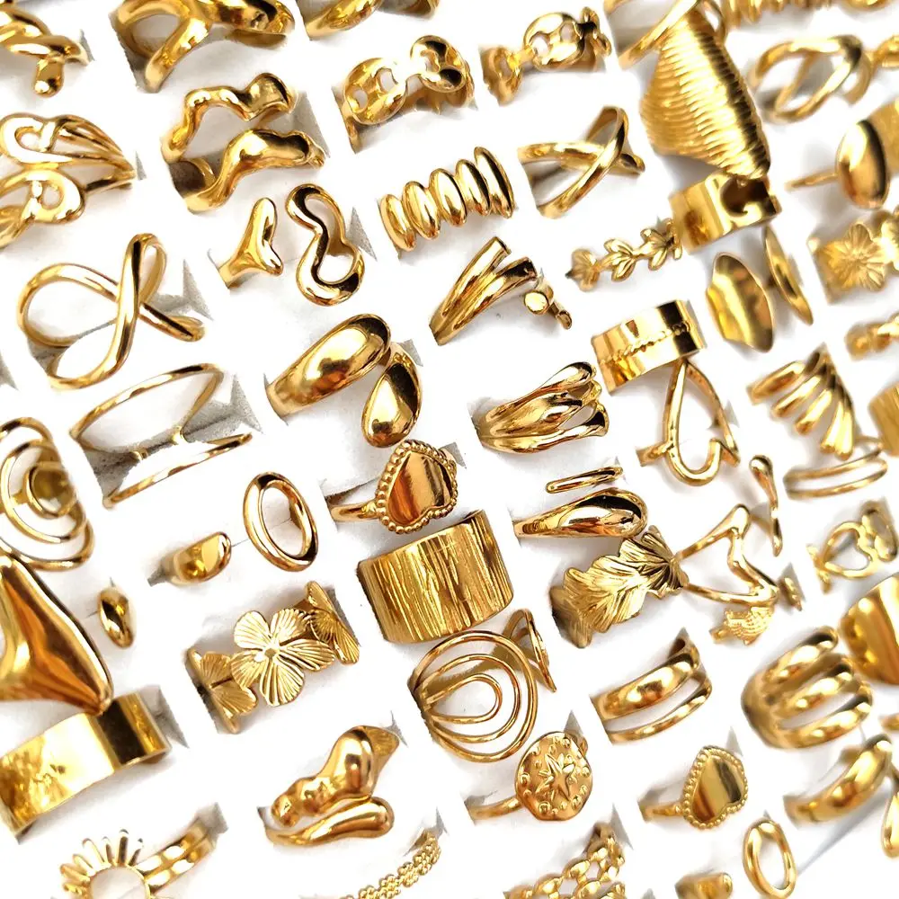 10pcs/lot Wholesale Assorted Punk Vintage Stainless Steel Rings Wedding Accessories Party Jewelry Gift 4