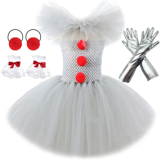 Palhaço Cinzento Assustador Feminino Cosplay Fantasia, Roupa de Halloween,  Presente Extravagante, Vestido de Festa Carnaval, Tule Infantil, Filme, Ano  Novo - AliExpress