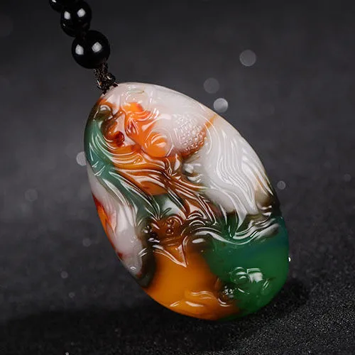 

Natural Xinjiang Hotan Jade Color Jade Carp Handle Pendant Men's Pendant Accessories for More Than Years