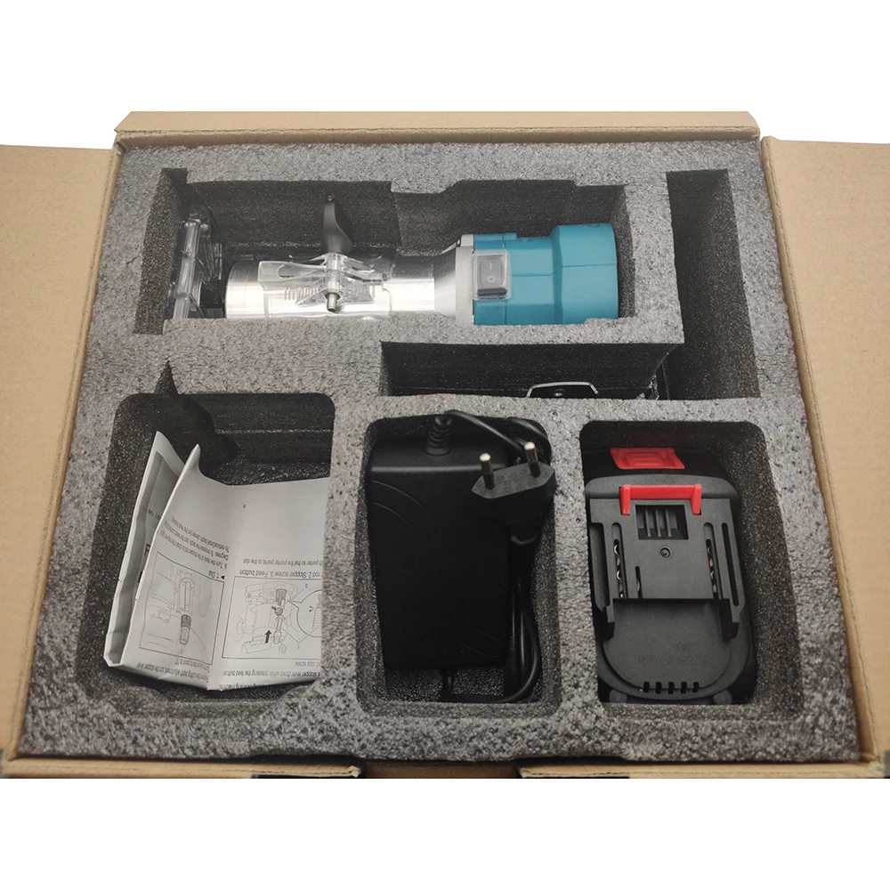 1000W Cordless Electric Trimmer Woodworking,6.35mm Wood Router,21v Engraving Slotting Carving Machine for Makita 18V Battery 6