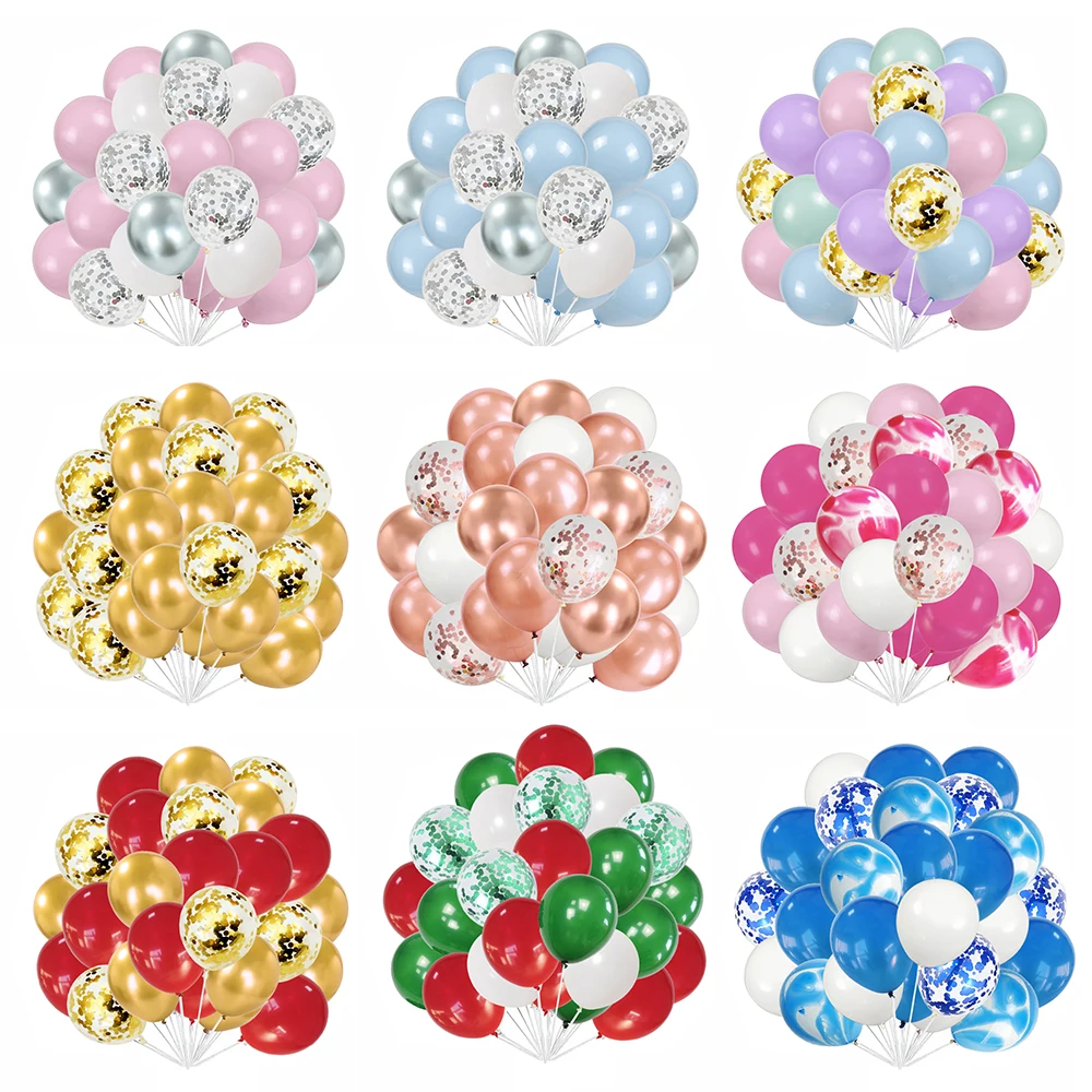 30 teile/satz 10 Zoll Mix Roségold Konfetti Latex Luftballons für Geburtstags feier Dekoration Hochzeit Baby party blau rosa Achat Ballon