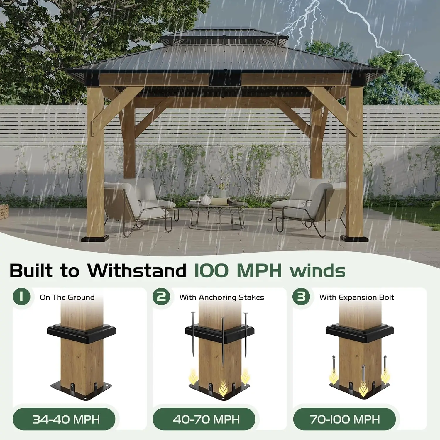 10x12 Hardtop Wood Gazebo 3