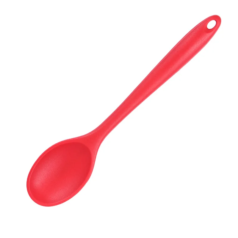 Silicone Spoon Long Handle Kids Mixing Soup Spoon Non-stick Stirring Serving Scoop Cooking Utensils Ladle Kitchen Accessories