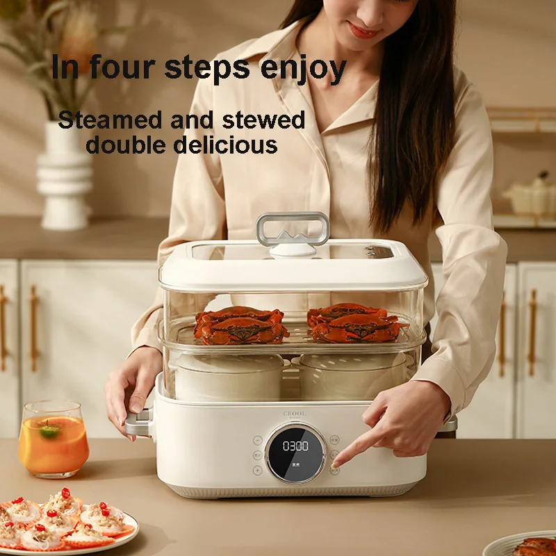 Multi Function Electric Steamer Household Bookable And Scheduled Auto Heat Preservation Electric Cooking Pot With Steamer Grid  2