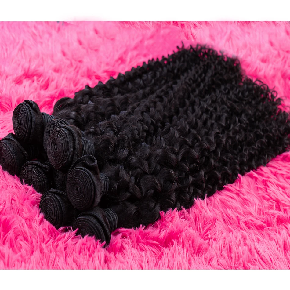 Curly Human Hair Bundles Hair Extensions For Women Natural Black Solid Color Raw Brazilian Braiding Deep Wave 100% Human