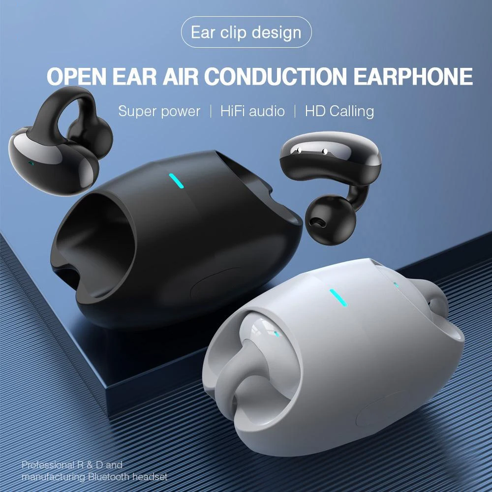 sem Fio Clip-on Ouvido Aberto Fones de Ouvido com Caixa de Carregamento Bluetooth 5.3 Fones de Ouvido 35 Horas Playtime Novo 2023