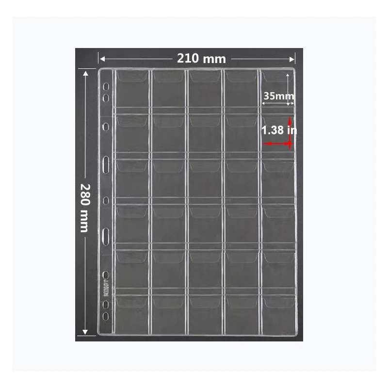 5PCS Münze Binder Seite 12/20/30/42 Tasche Münze Euro Sammlung Organizer Blatt PVC Transparent Münze Halter Hülse Abzeichen Schutz – Detail 8