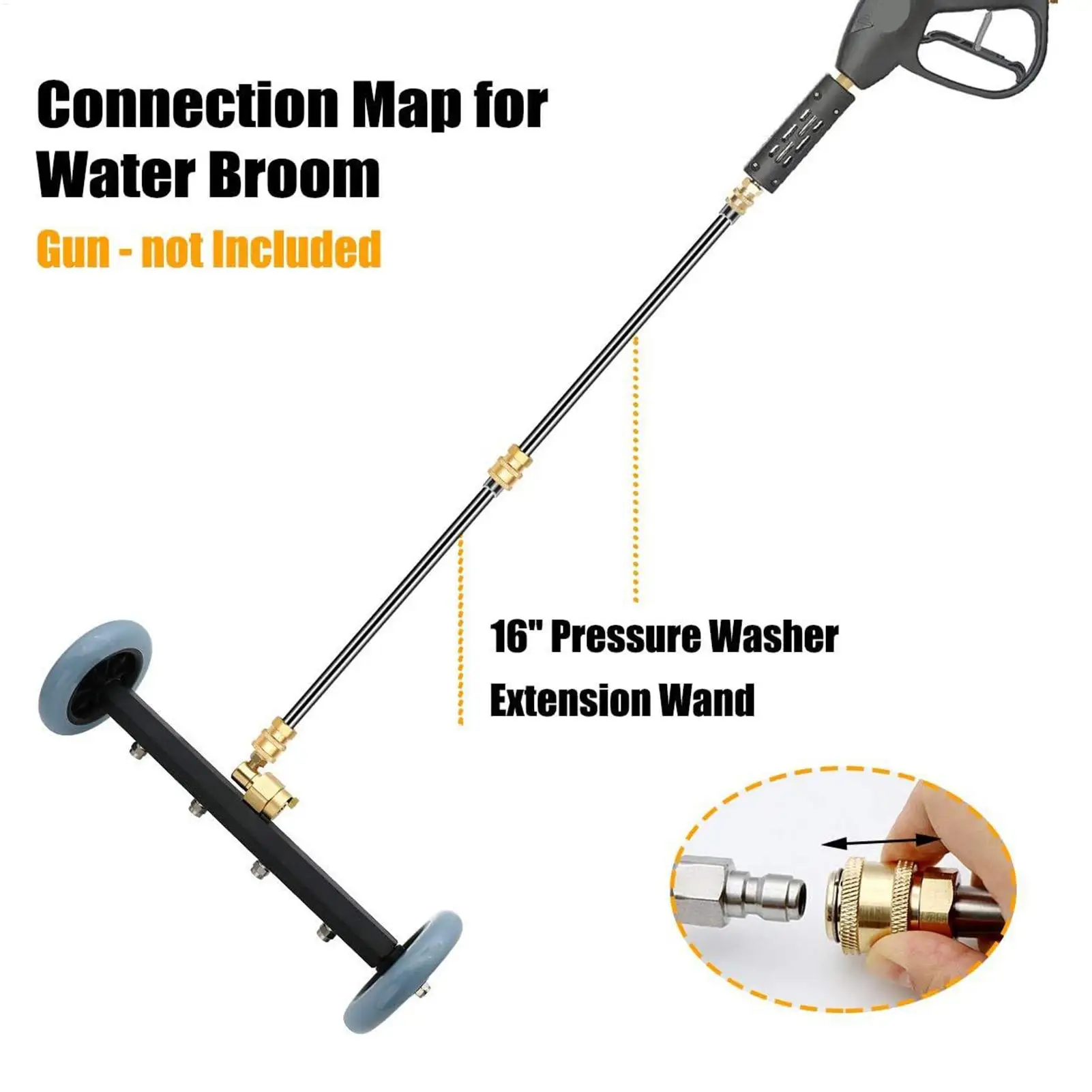 언더캐리지 압력 세척기 16인치 4000 PSI 표면 세척기 부착물(2개 연장봉 포함) 트럭, 자동차 프레임, 진입로용