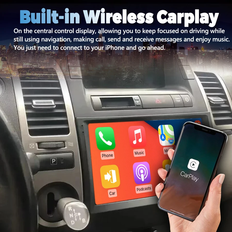 Radio Estéreo con GPS para coche, reproductor Multimedia con Android 13, 8 + 128GB, voz IA, CarPlay, pantalla de vídeo, para Toyota Prius 2006