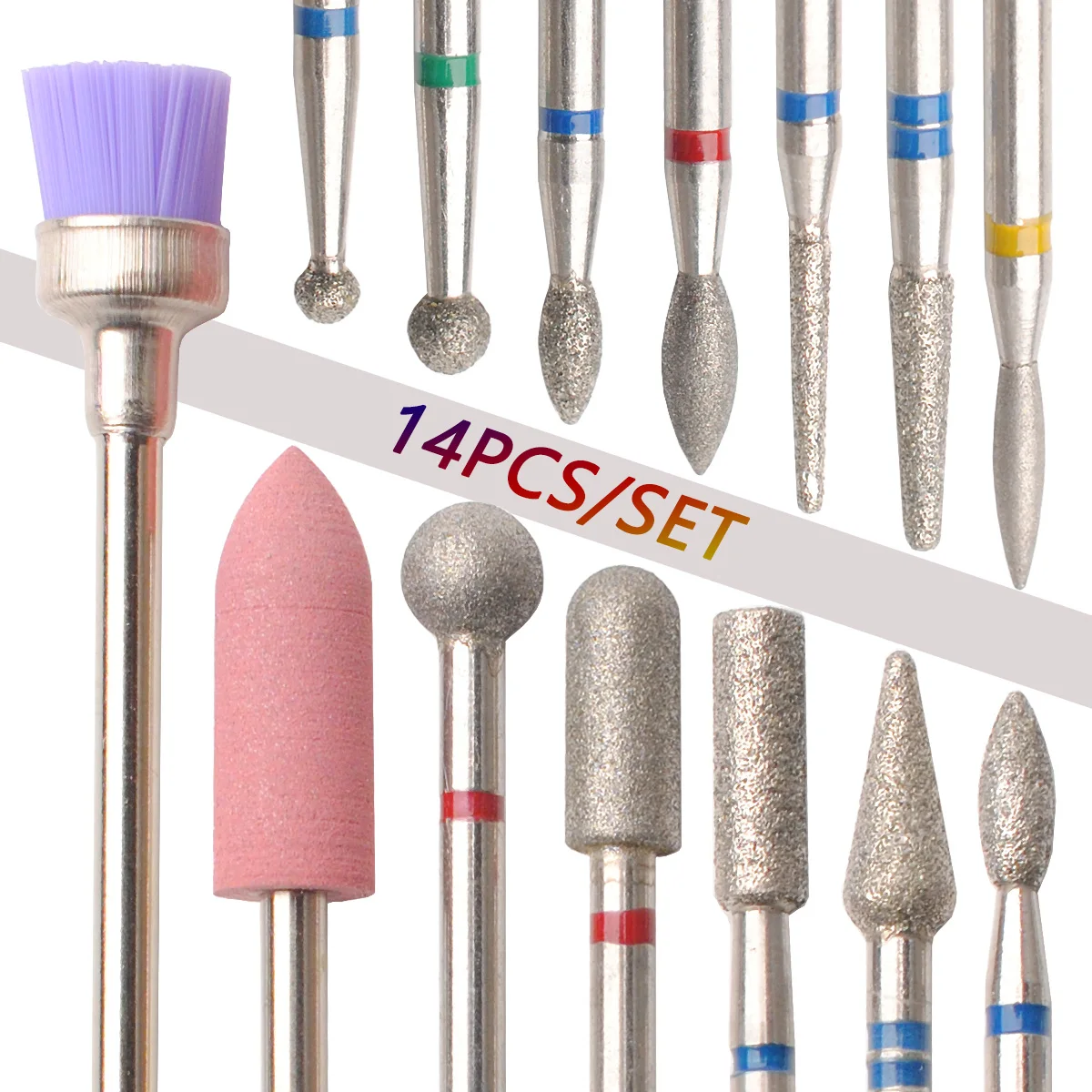 14pcs/set Nail Drill Machine Bit Nail Gel Removal Polishing Tools Pedicure Manicure Rotary Grinding  Buffer Polisher 3