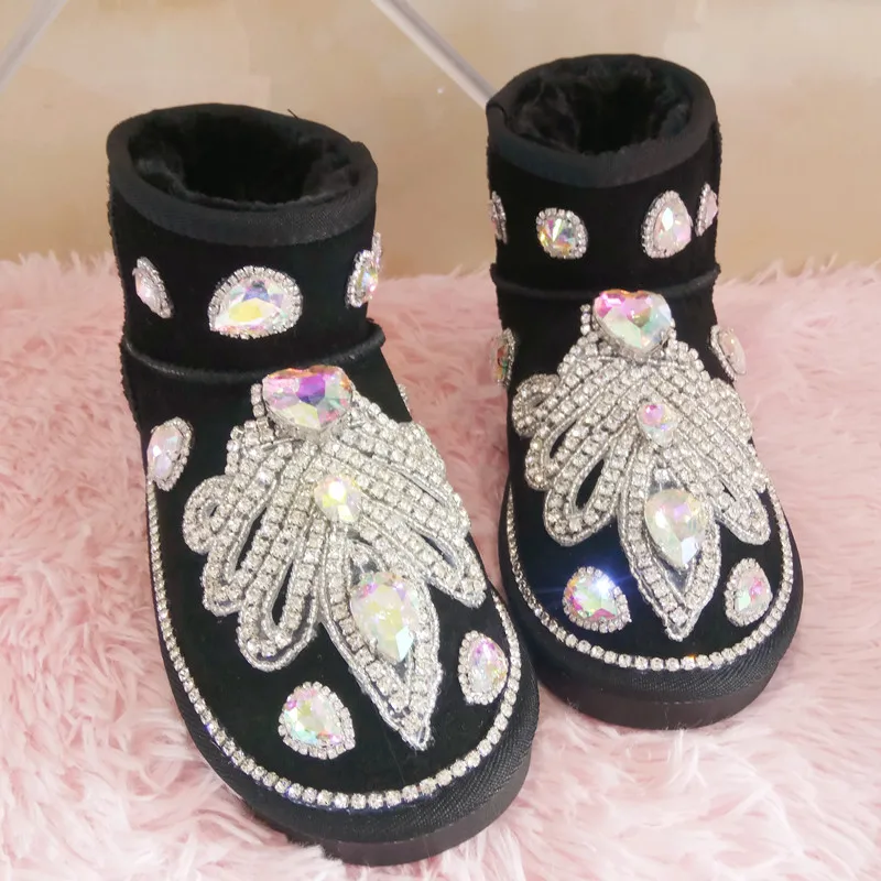 

Add fleece warm winter colorful rhinrhinos hand custom fur all-in-one boots women's large size 35-44