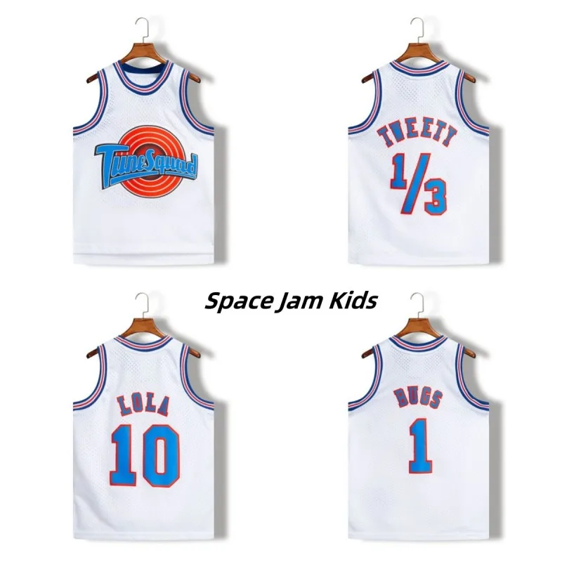 

Space Jam Kids LOLA 10 TWEETY 1/3 TAZ Movie Tune Squad Child Basketball Jersey Sports Baby Shirt