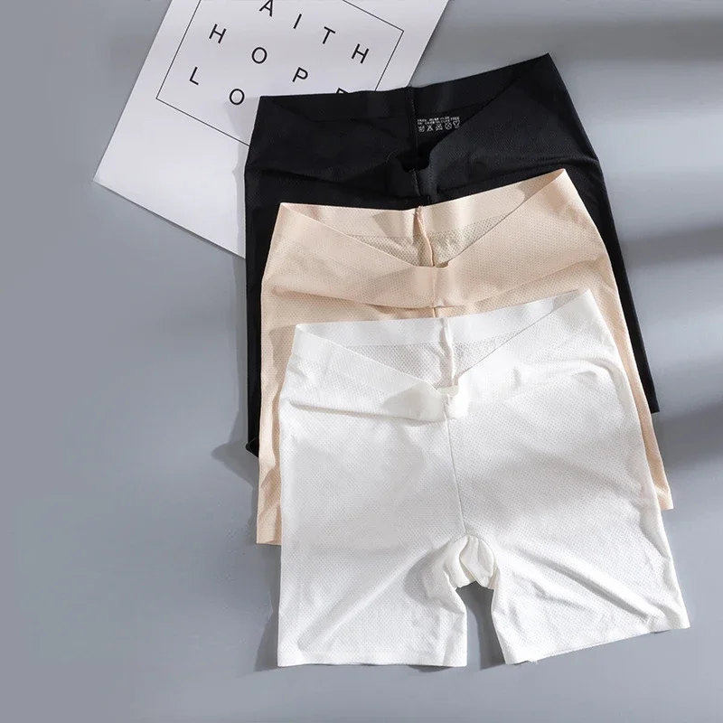 Summer Thin Breathable Women Plus Size Safety Shorts High Elasticity Seamless Pants Female Underwear 3 Colors Safety Pants