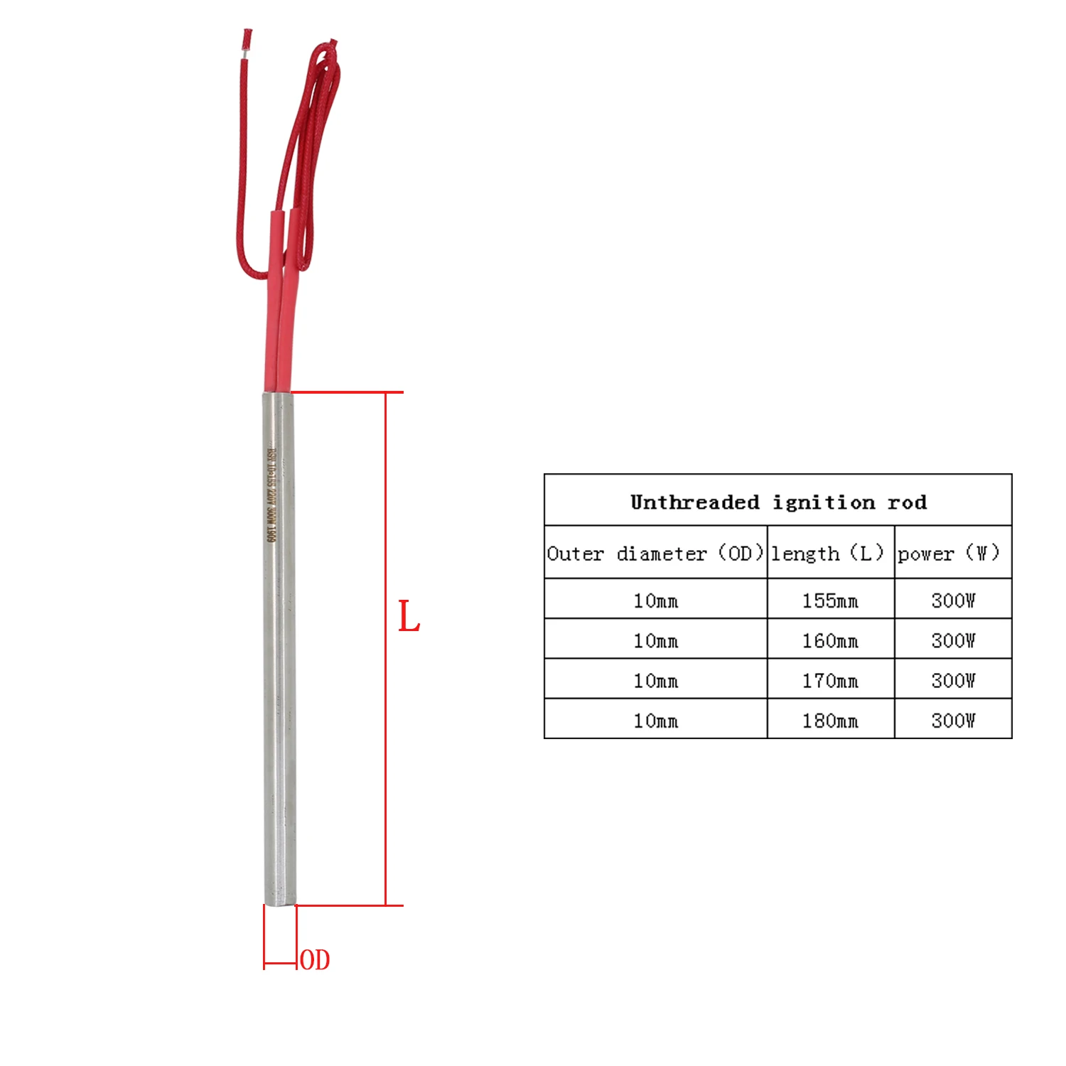 220v-pellet igniter 300w glow plug igniter 155 160 170 180 mm-wood pellet stove parts diameter 10mm