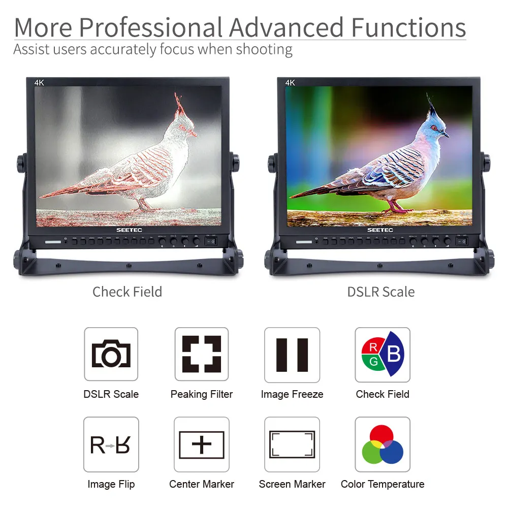 Seetec 15 Inch P150-3HSD 3G-SDI HDMI Broadcast Monitor HD 1024x768 with AV YPbPr Peaking Focus 15" LCD Monitor Aluminum Design