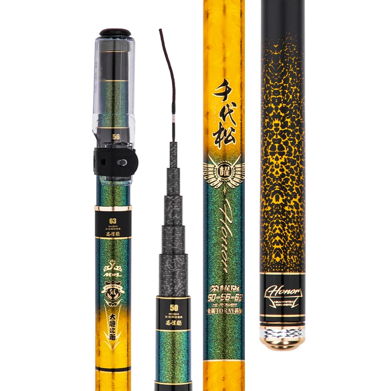 

5.2m 6.3m 7.0m 8.0m Fishing Rod Carbon Fiber Telescopic Wedkarstwo Olta Short Sections Hand Pole Three Positioning Fishing Stick