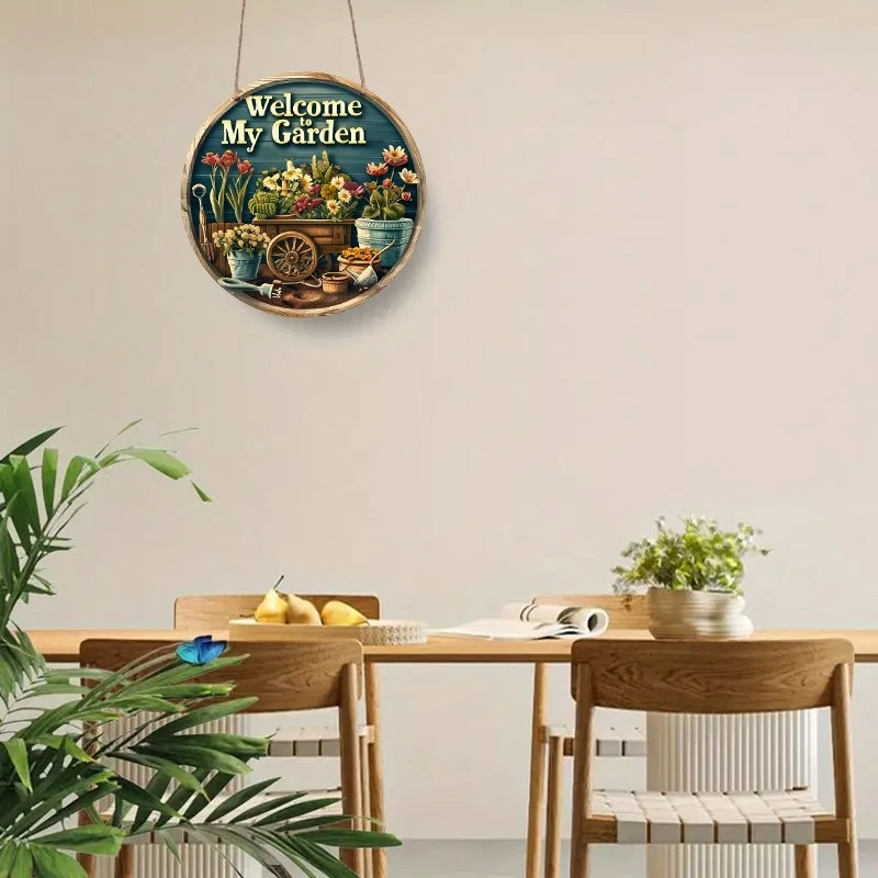 รูปสินค้า ป้ายไม้ยินดีต้อนรับสวน 8 นิ้ว ตกแต่งร้านอาหารคาเฟ่