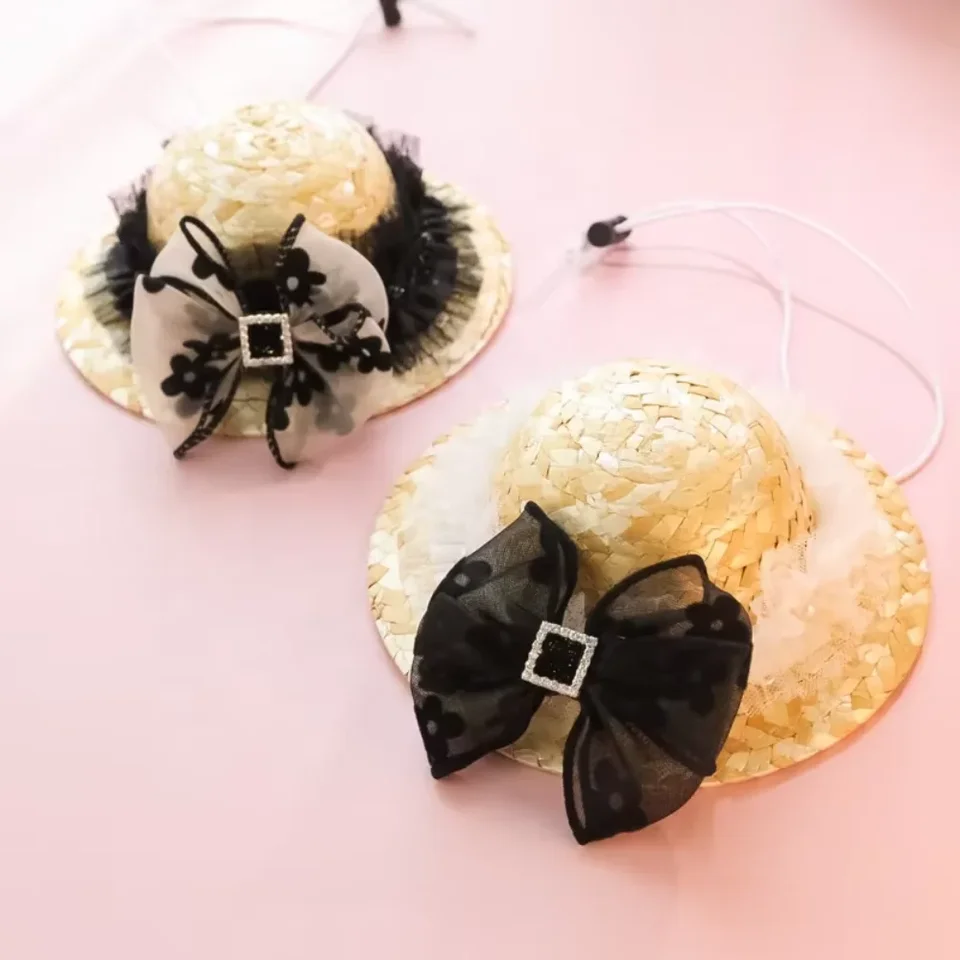 Stylish Straw Dog Hat Sunshade for Pets