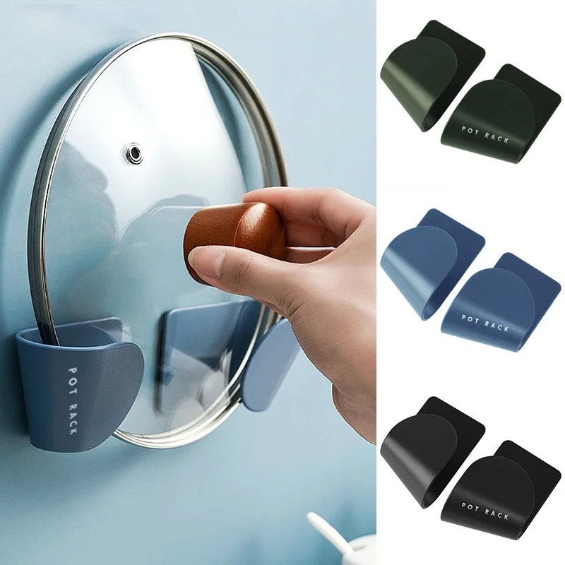 

2pcs/Set Pot Lid Holder Wall-Mounted Hanging Holder for Pan Pot Cover Rack Kitchen Organizer Plastic Kitchen Storage Rack