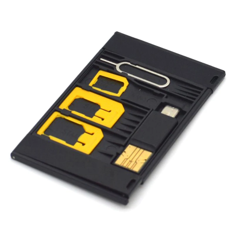 

5 In 1 Universal Mini SIM Card Adapter Storage Case Kits With TF Card Reader & SIM Card Tray Eject Pin, SIM Card Holder