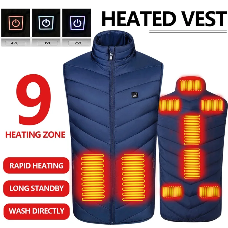 Men Usb Infrared 2/4/9/15/17/21 Heating Areas Vest Jacket Winter Electric Heated Vest Waistcoat, Oversized 2