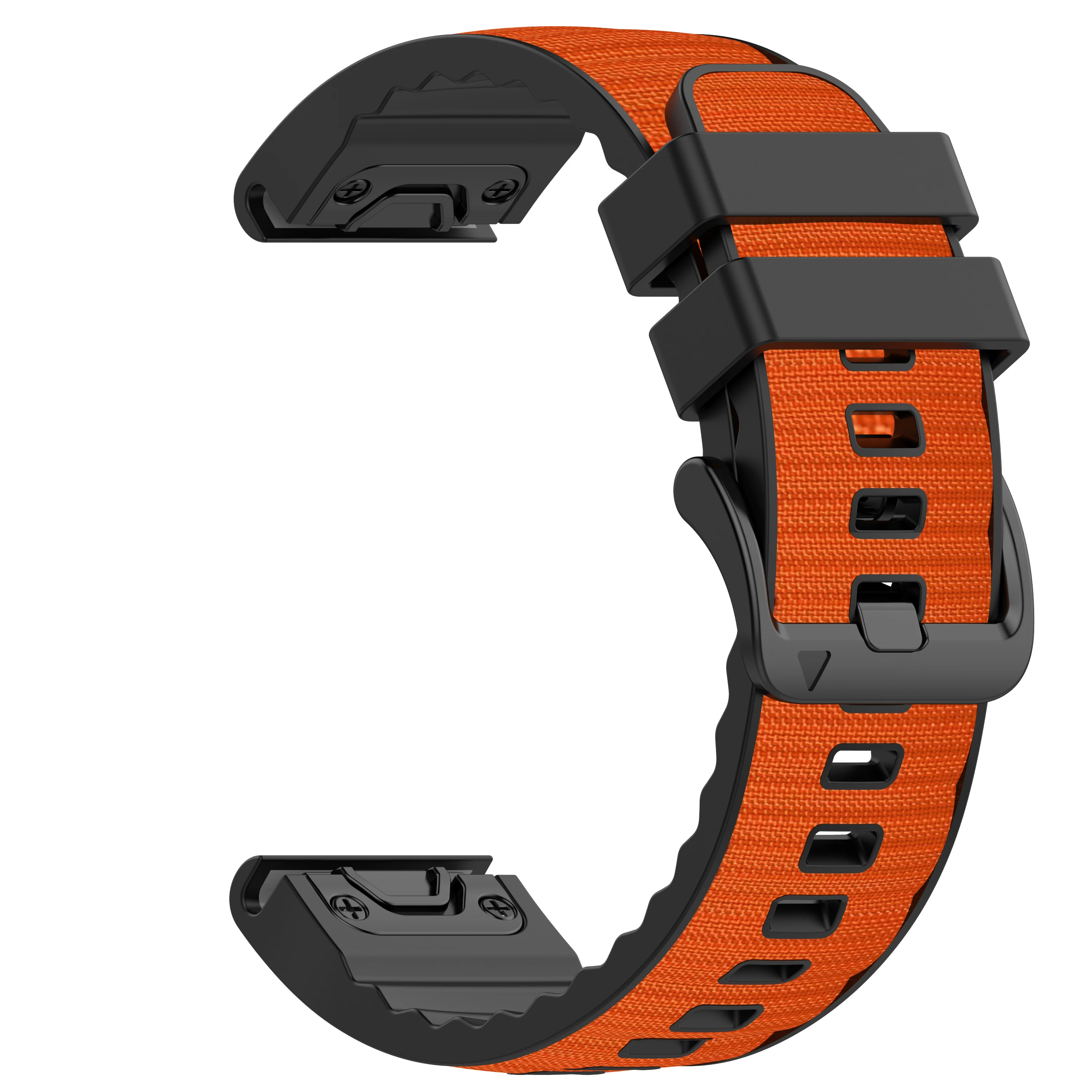 Quickfit Silicone & Nylon Strap with Leather Accents - Premium 26mm/22mm Band